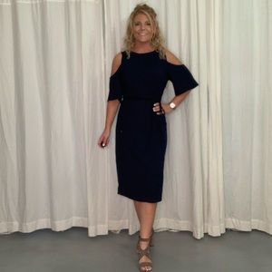 Navy Cold Shoulder Dress